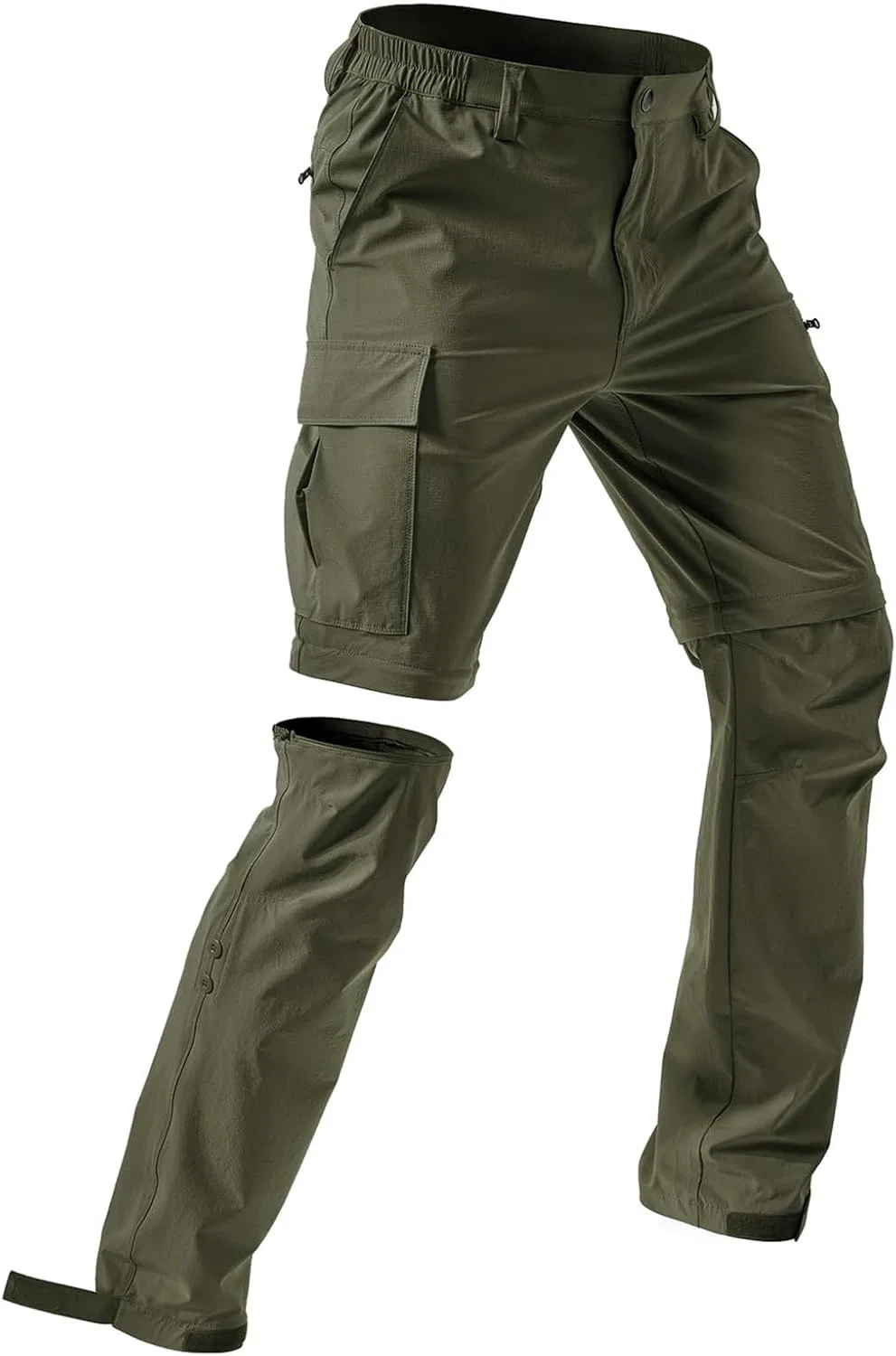 Мужские быстросохнущие брюки-трансформеры Zip Off Pants, тёмно-зелёный