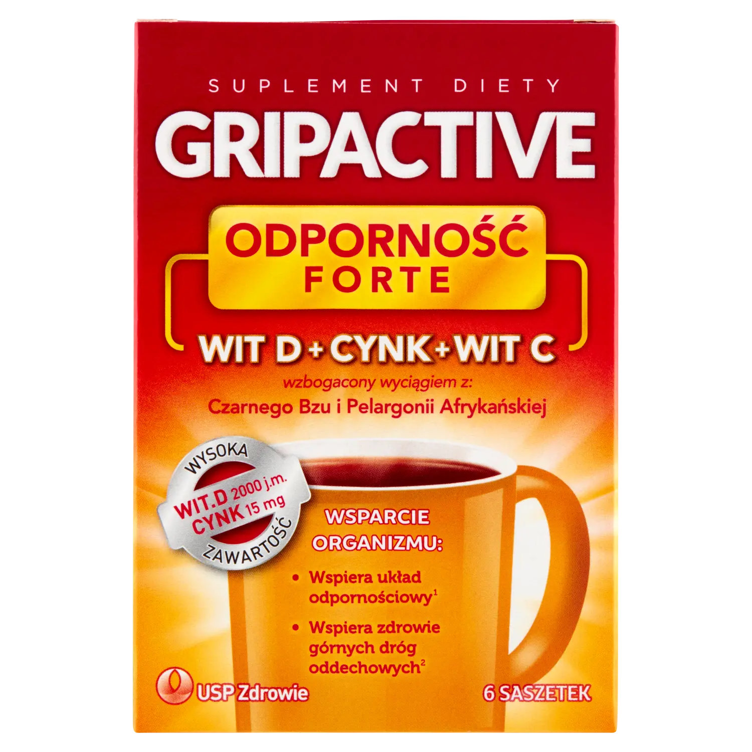 

Gripactive Forte Odporność биологически активная добавка, 6 пакетиков/1 упаковка