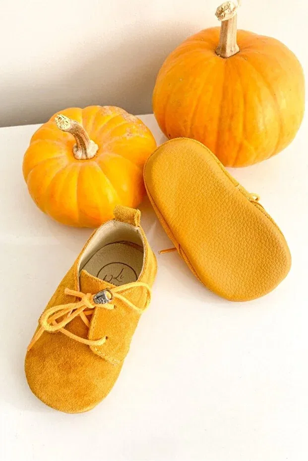 Детские туфли для первых шагов на шнуровке Li Puna, Yellow — фото 3