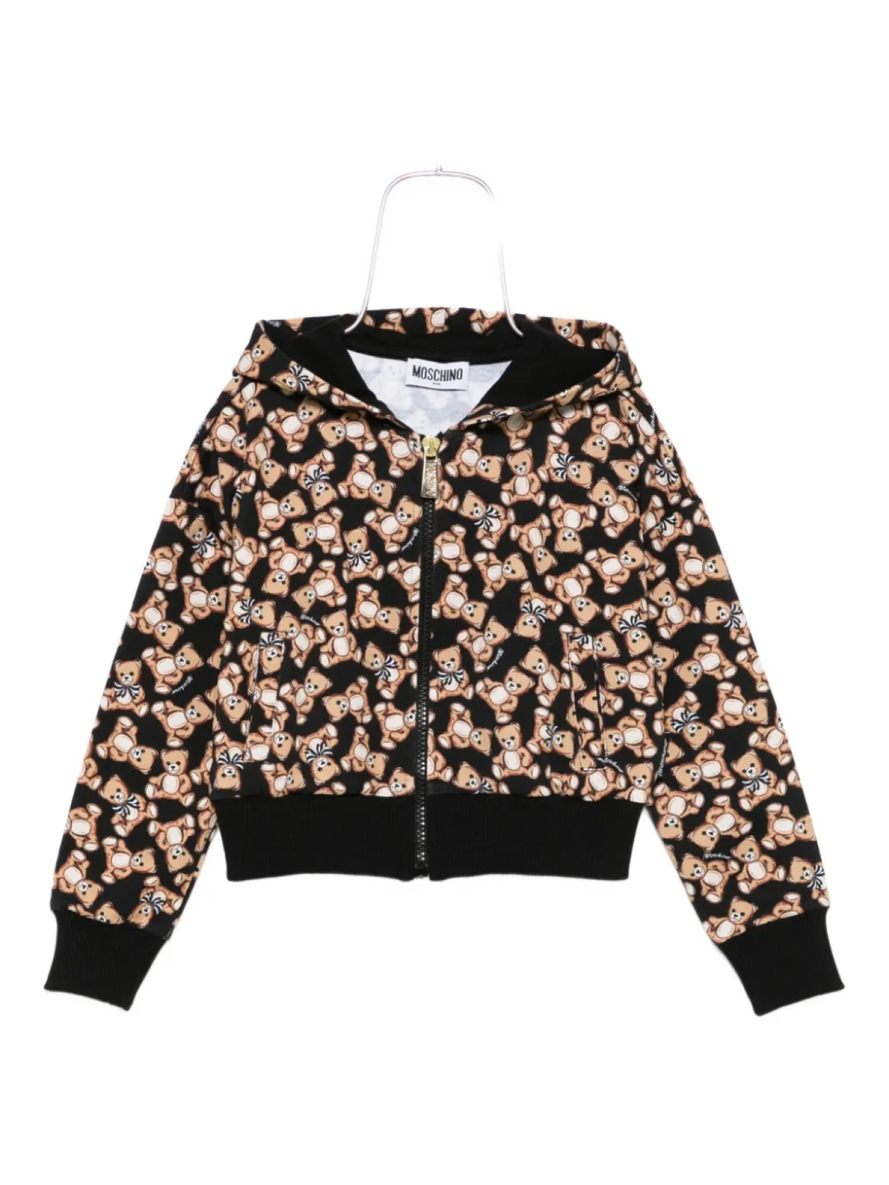 

Толстовка Moschino Kids с принтом «Тедди» и застежкой-молнией, черный