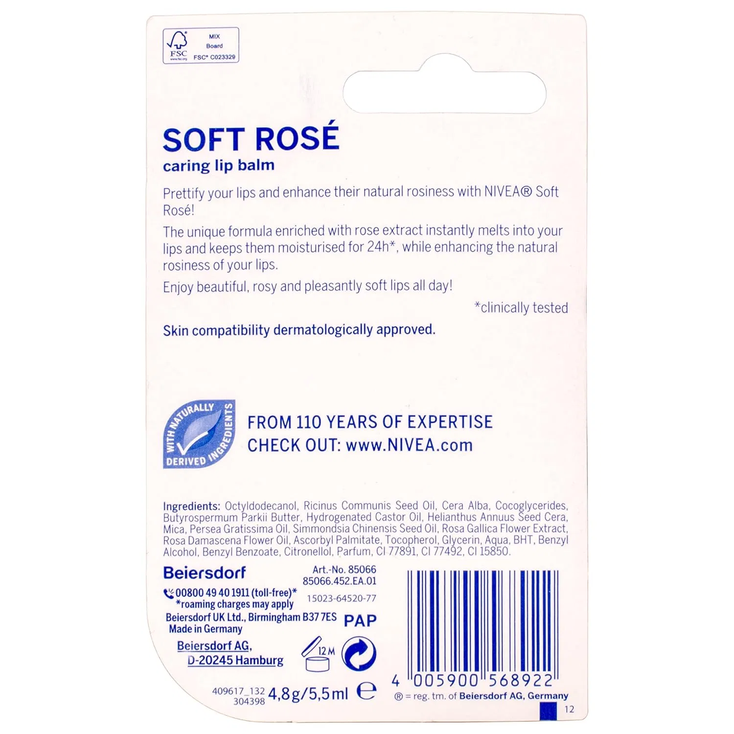 Бальзам для губ Nivea Soft Rose, 4.8 г Nivea — фото 2
