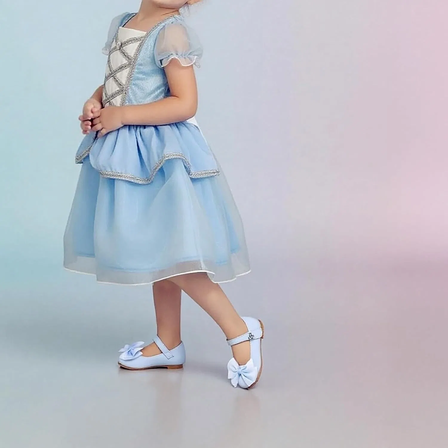 Детские балетки для девочек с бантом Mary Jane THEE BRON, Blue — фото 2