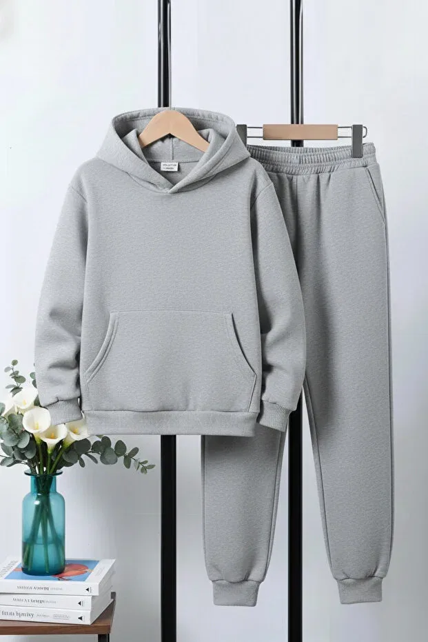 Детский спортивный костюм для мальчиков с капюшоном из флиса Fyk Kids, Black-Grey-Navy Blue — фото 3