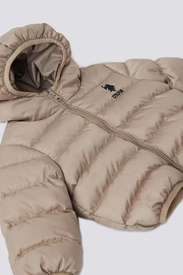 Детское пальто для девочек с капюшоном U.S. Polo Assn., Beige — фото 2