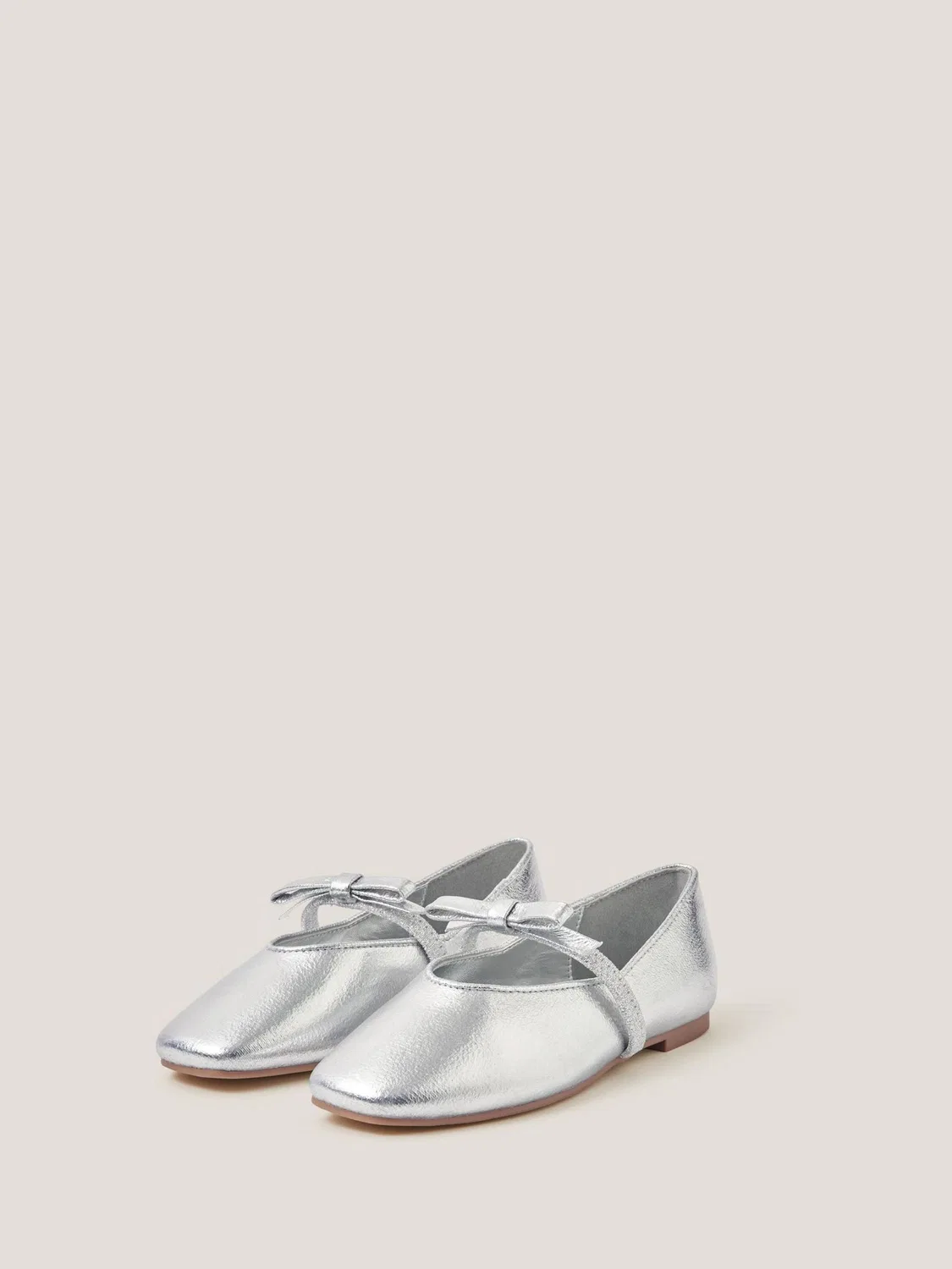 Балетки с бантом, Metallic Monsoon, Silver