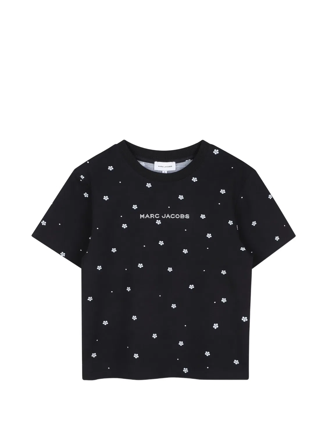 Футболка с логотипом и цветочным принтом Marc Jacobs Kids, черный