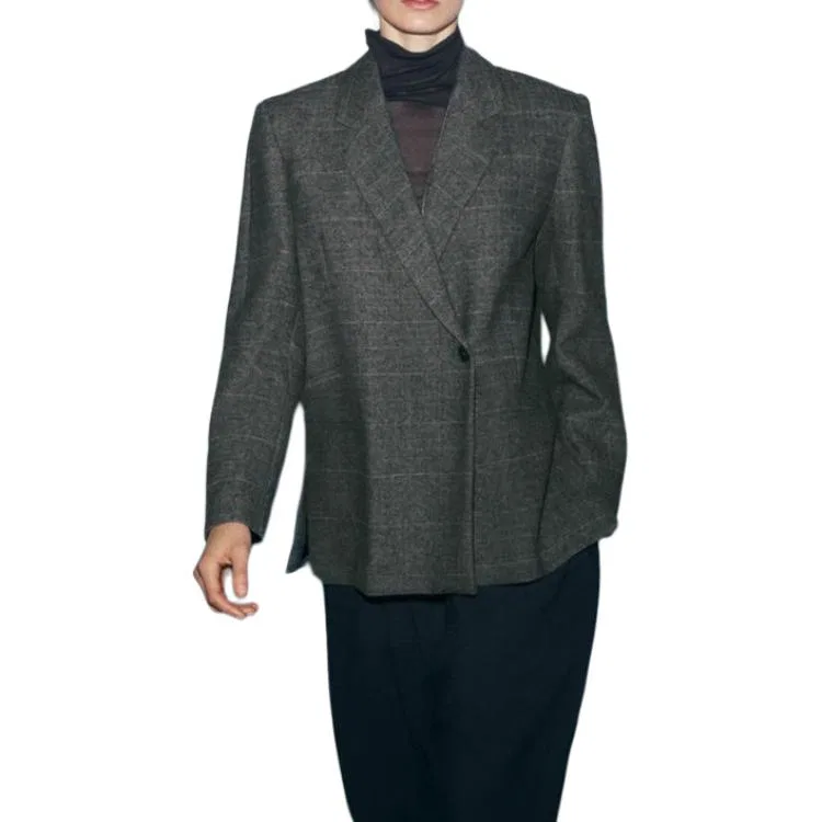 Женский деловой костюм с лацканами Dark Brown ZARA, Темно-коричневый — фото 4