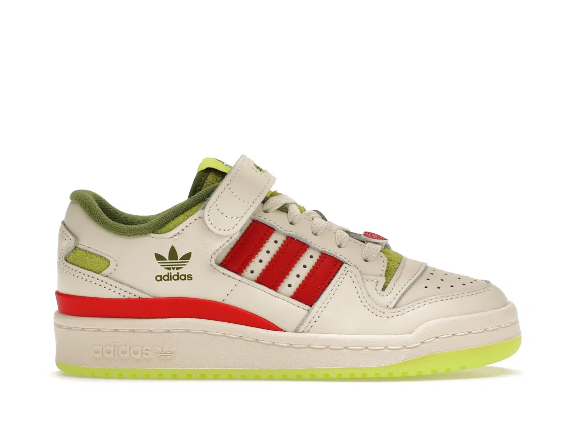 Детские кроссовки Lifestyle Adidas Forum Low The Grinch (2023), Cream White/Collegiate Red/Solar Slime