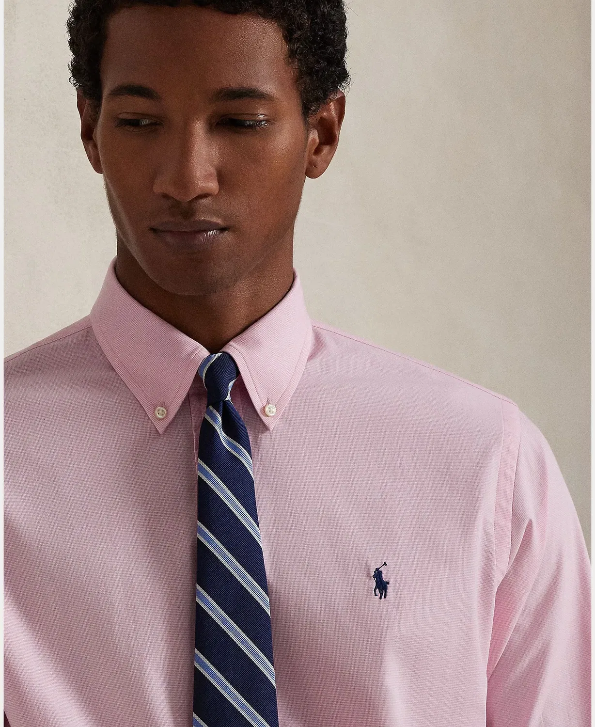 Мужская рубашка с принтом Custom Fit Polo Ralph Lauren, Rosa Claro — фото 3