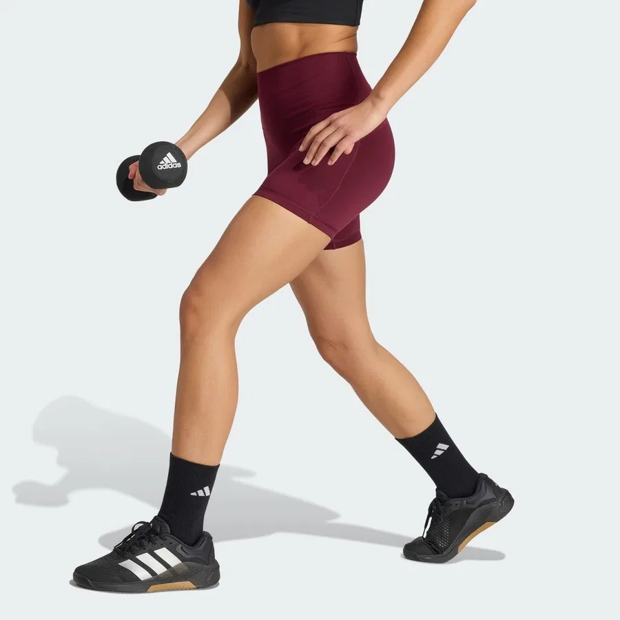 Женские леггинсы с высокой посадкой Performance 3 Stripes Studio All Me Booty Short Leggings adidas, Розовый