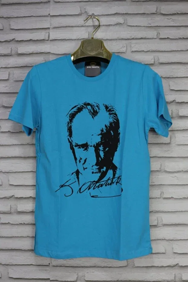 Детская футболка с принтом Unisex Ataturk Printed T-Shirt April 23 Generic Brands, Blue