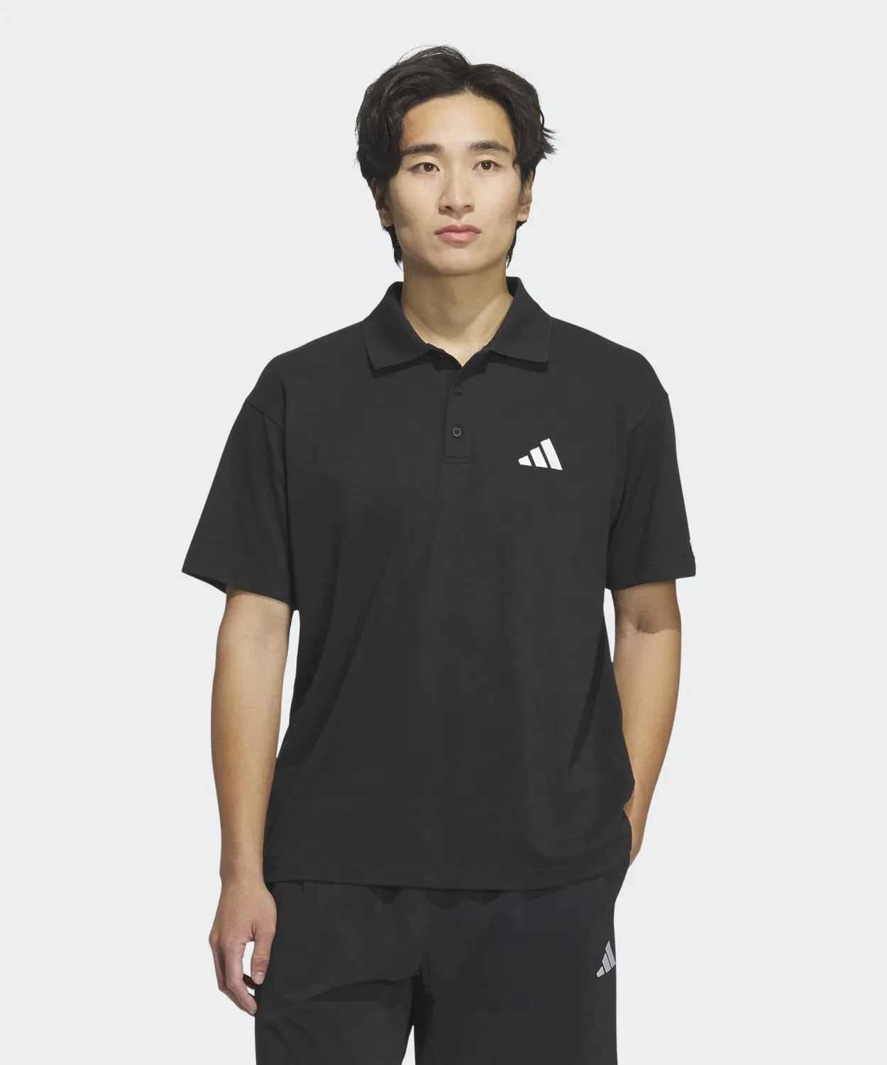 Мужская футболка-поло с коротким рукавом, свободного кроя, с логотипом Adidas, Black
