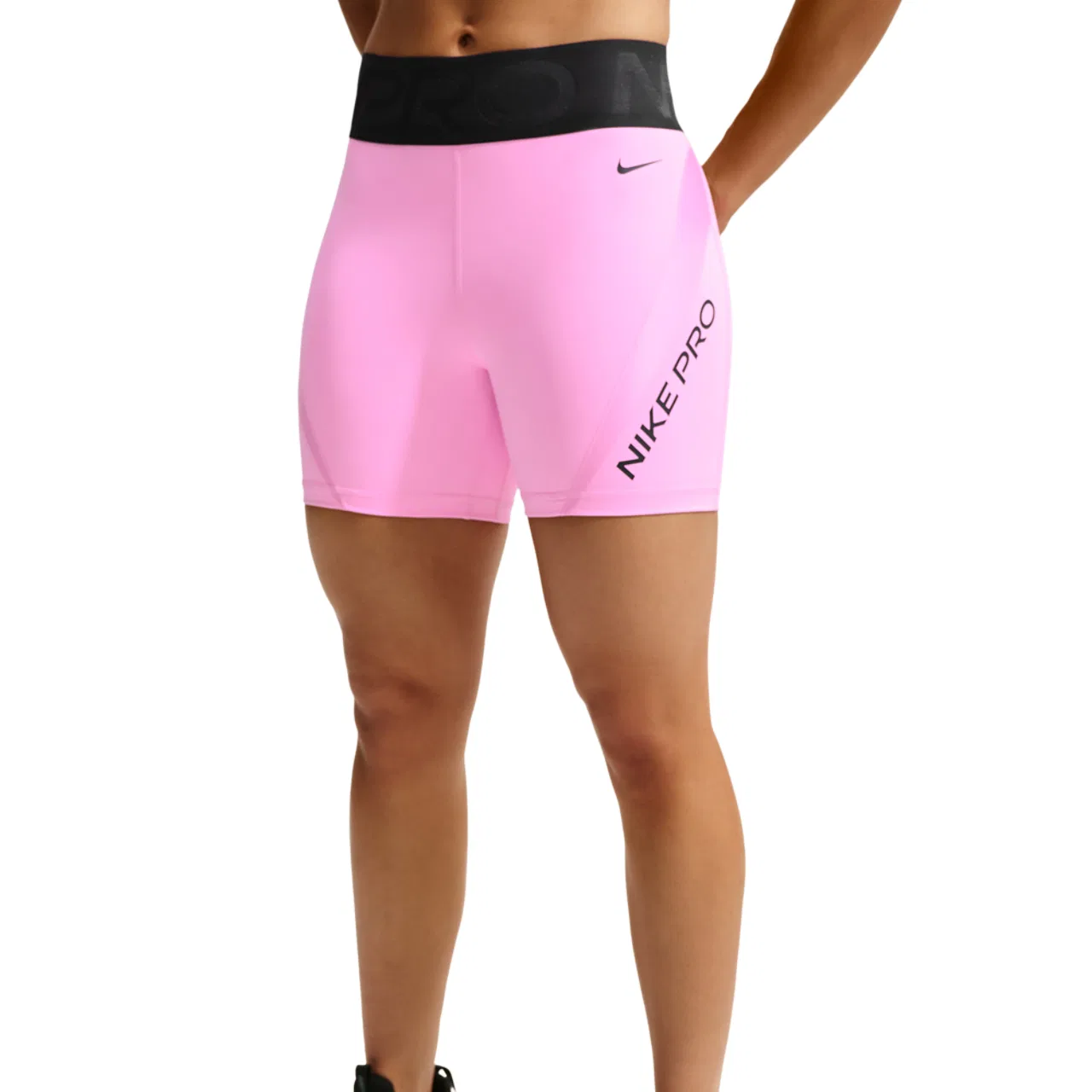 Женские велосипедки с высокой посадкой Pro Dri-FIT Sculpt 5" Nike, Black/Pink Rise