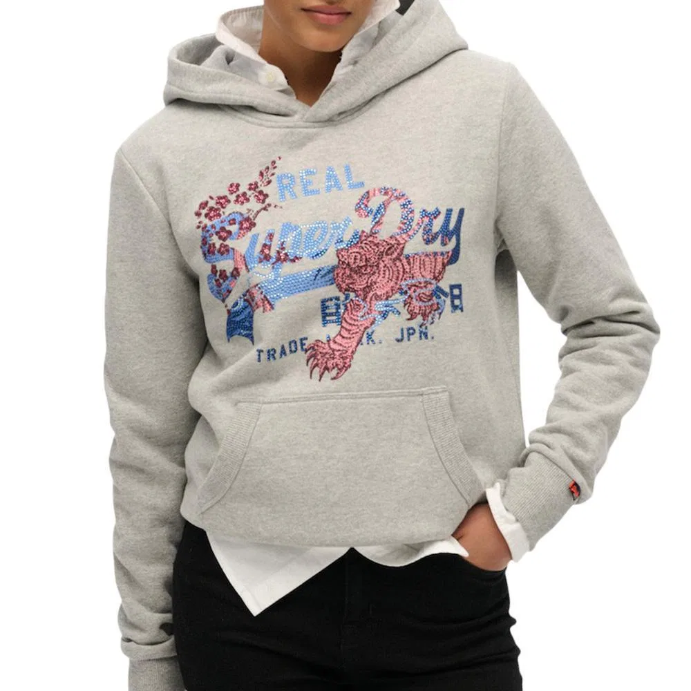 Женское худи с капюшоном Superdry Tokyo, Цвет Grau