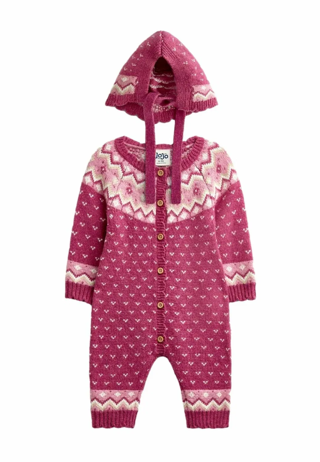 Вязаный комбинезон «все в одном» Jojo Maman Bébé, Berry Red — фото 3