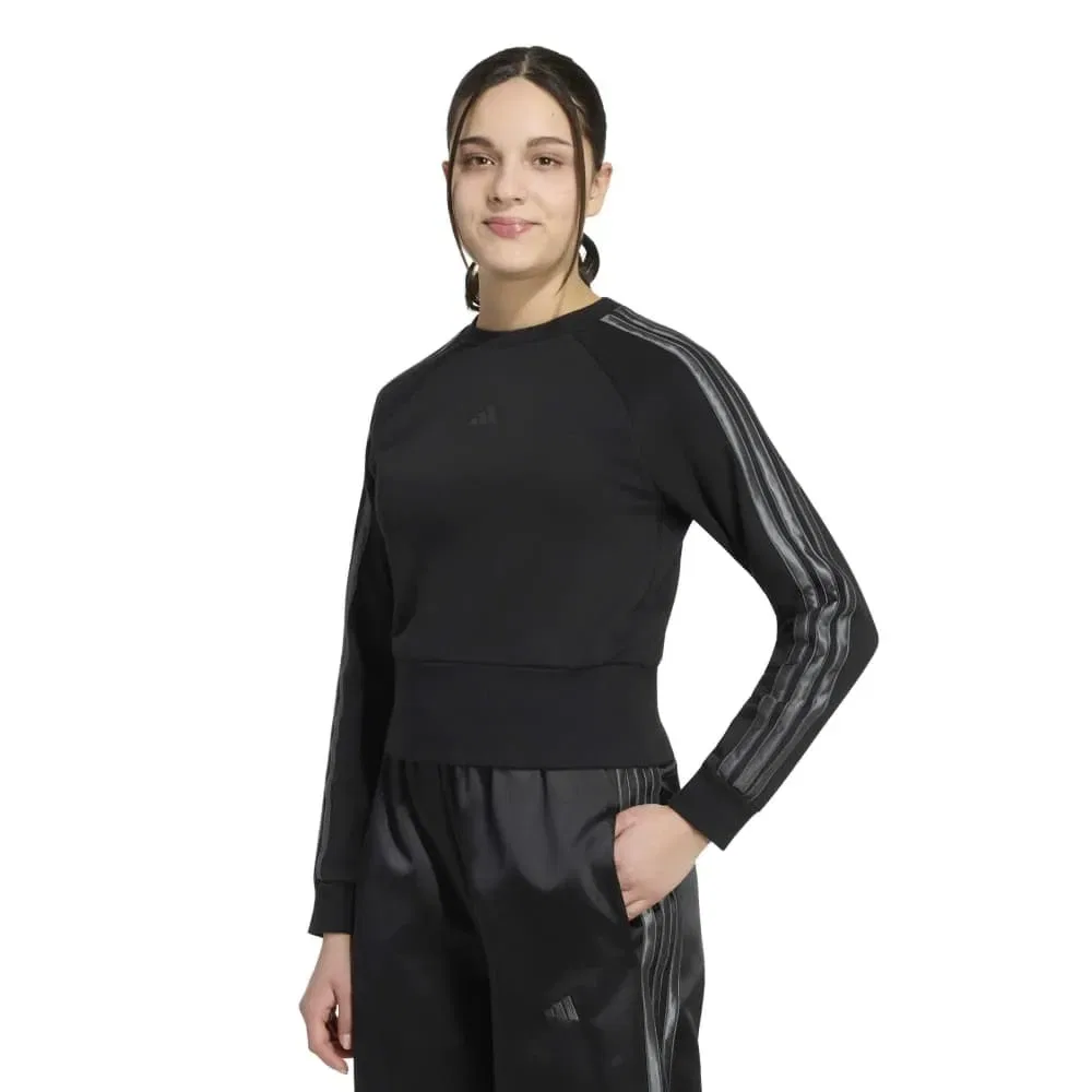 Детский свитшот для девочек с сатиновыми полосами Satin Sweatshirt Adidas, Black