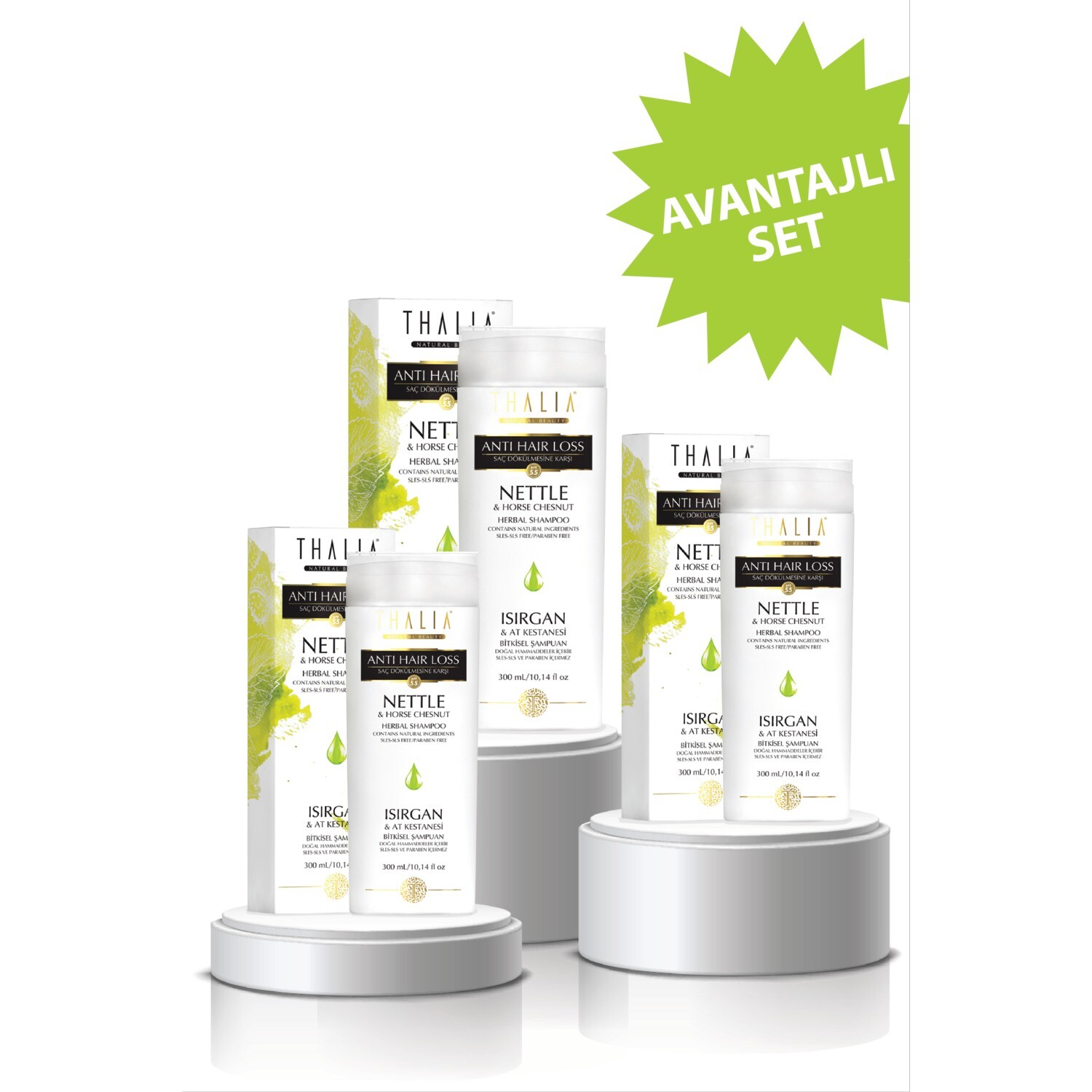 

Шампунь Thalia Quick Hair Extension с экстрактом крапивы и каштана, 3 упаковки