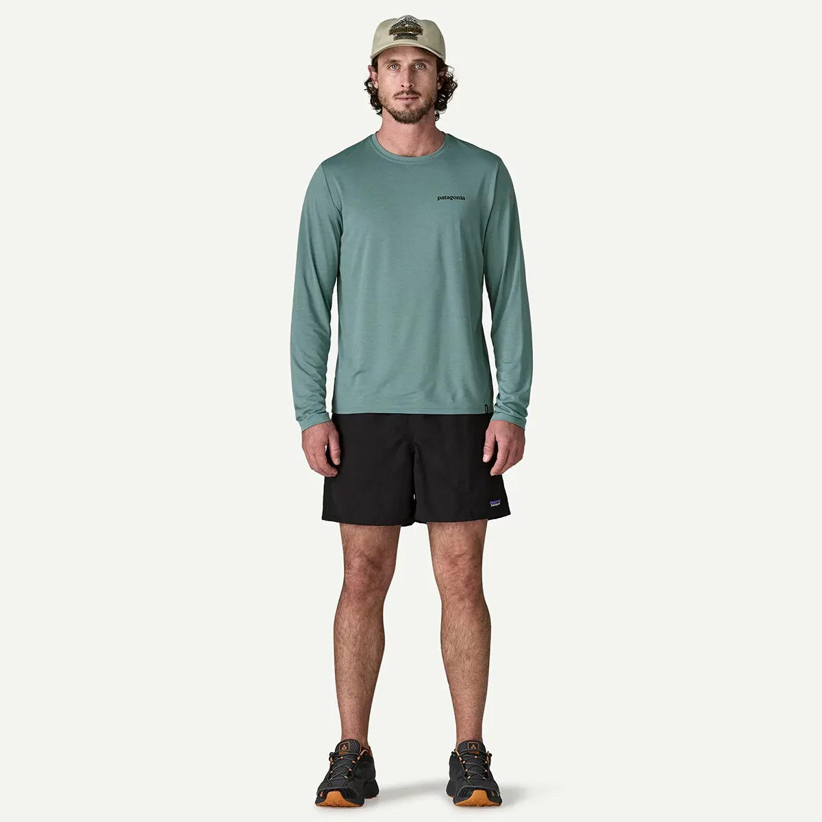 Мужская футболка с длинным рукавом с принтом Capilene Cool Daily Fitz Roy Long-Sleeve Shirt Patagonia, Blue Sage/Light Blue Sage X-Dye — фото 3
