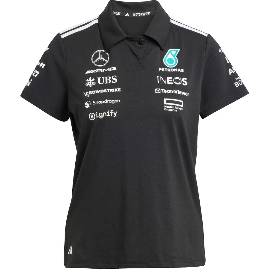 Поло из футера с принтом Mercedes-AMG Petronas Formula One Team adidas, Черно-белый — фото 3