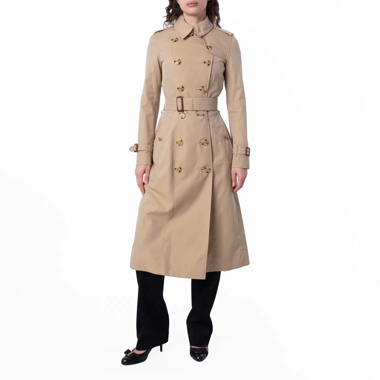 Пальто-тренч с поясом The Long Chelsea Heritage Belted Burberry, Honey