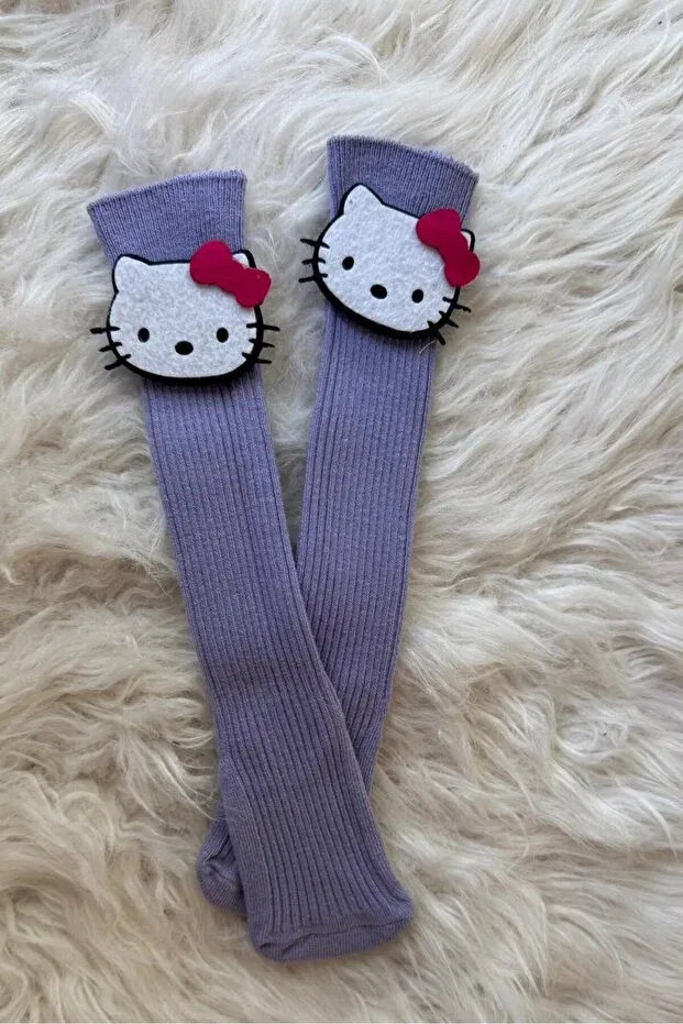 Детские носки хлопковые Cute figured cotton ribbed baby/children's socks Al Ver Gülüm, Mor Hello Kitty