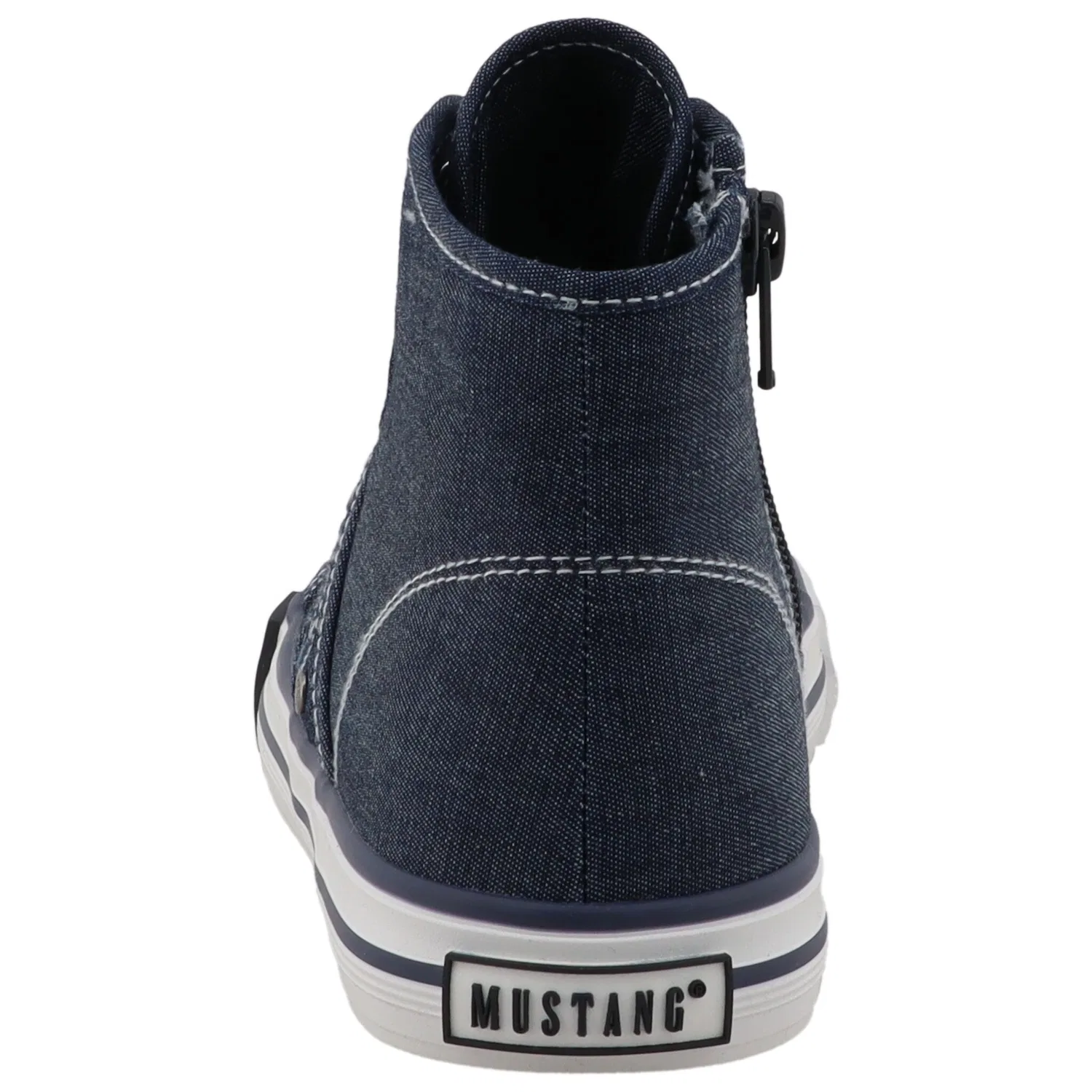 Детские текстильные ботинки-шнурки с аппликацией Mustang Shoes, Navy — фото 2