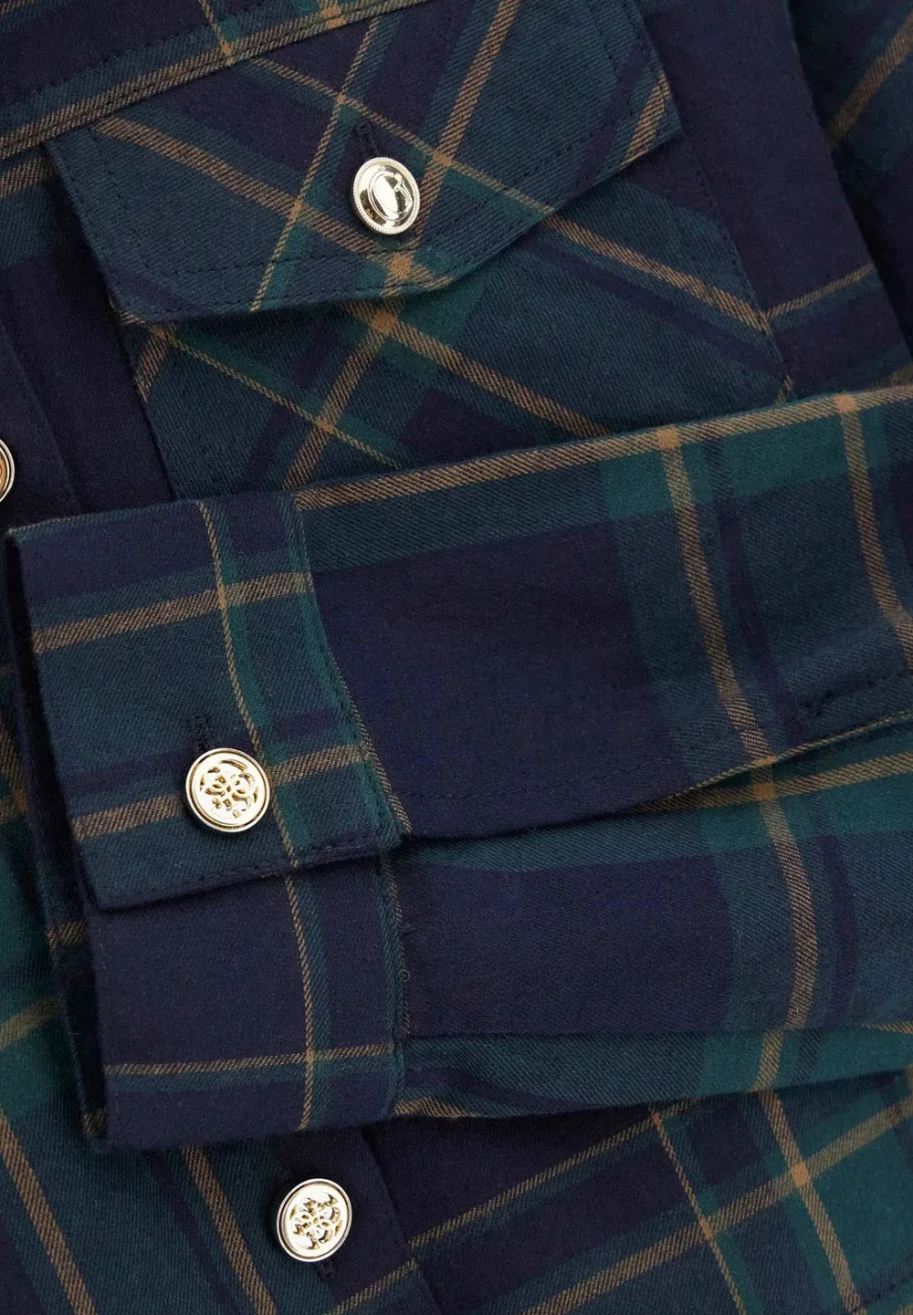 Свободная блузка в клетку тартан на пуговицах Guess, Tartanmuster — фото 4