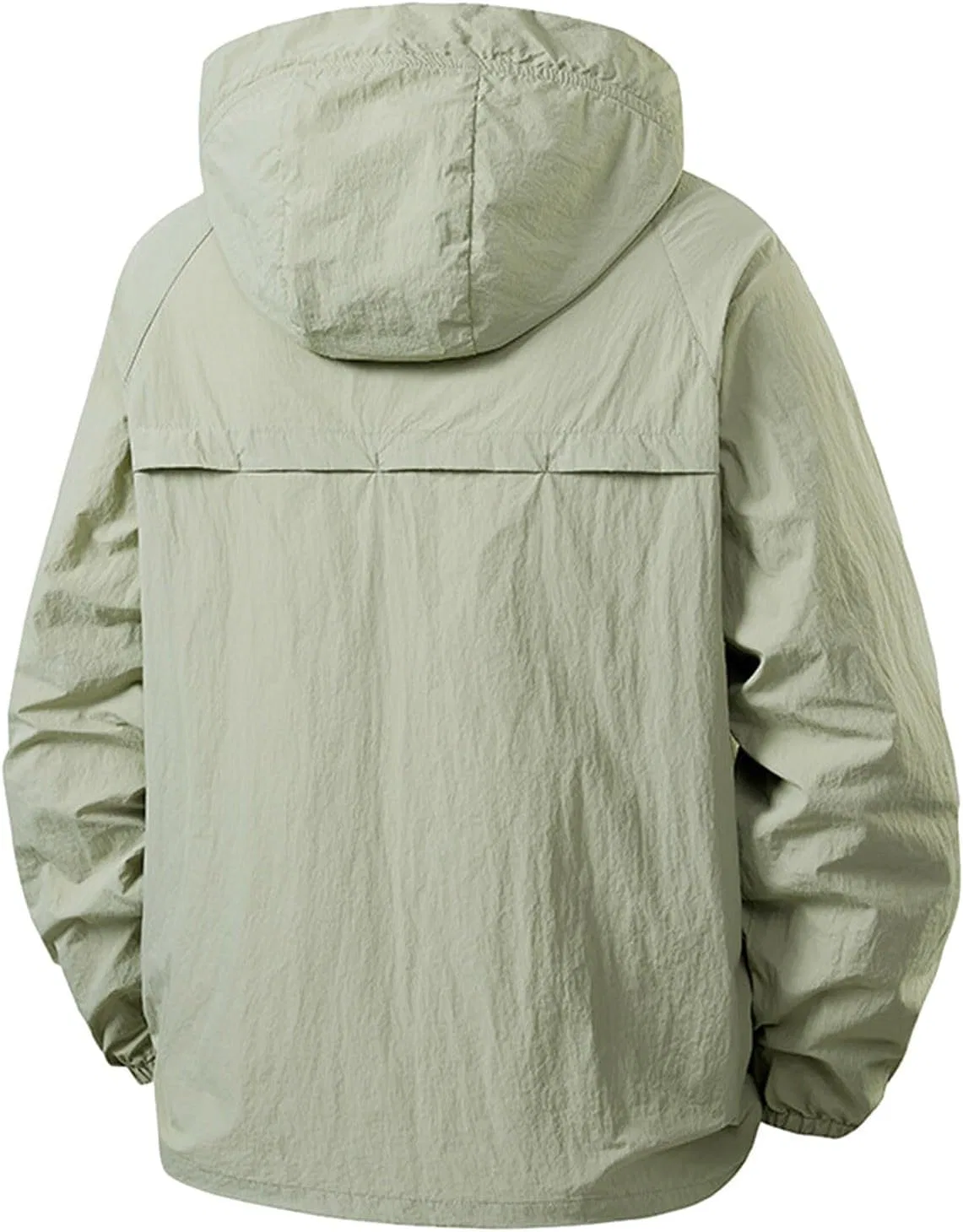 Мужская легкая куртка с капюшоном, Polyester, Long, Solid, светло-зелёный — фото 4