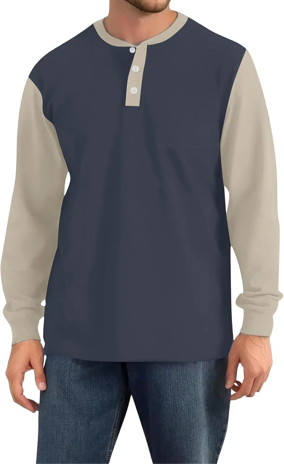 Мужская футболка-поло с цветными блоками Raglan, Navy — фото 3