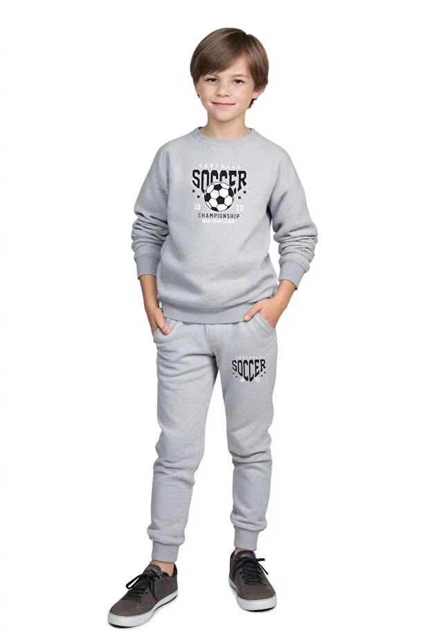 Детский комплект спортивного костюма для мальчиков с принтом Fyk Kids, Navy Blue-Grey-Black — фото 3