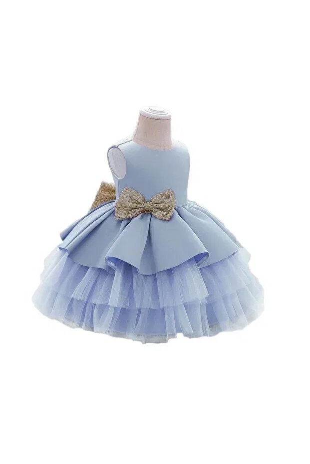 Детское платье для девочек из фатина Light blue layered tulle dress with ribbons Mashotrend, Multicolor