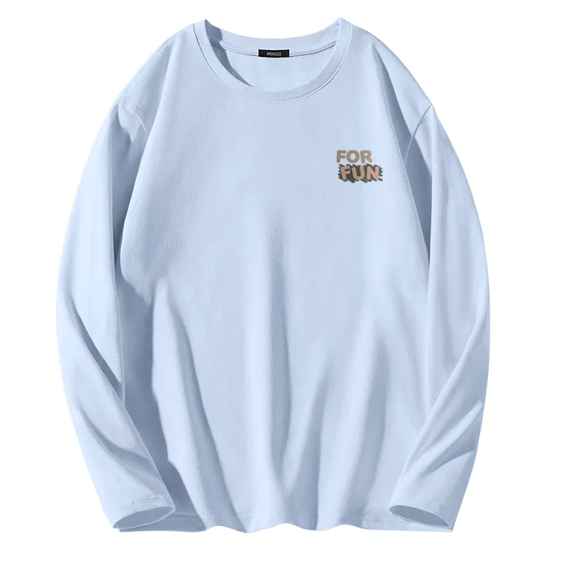 Детская футболка с принтом Heavyweight Cream Blue (Handwritten Letter Chest Logo) MINISO, Cream Blue