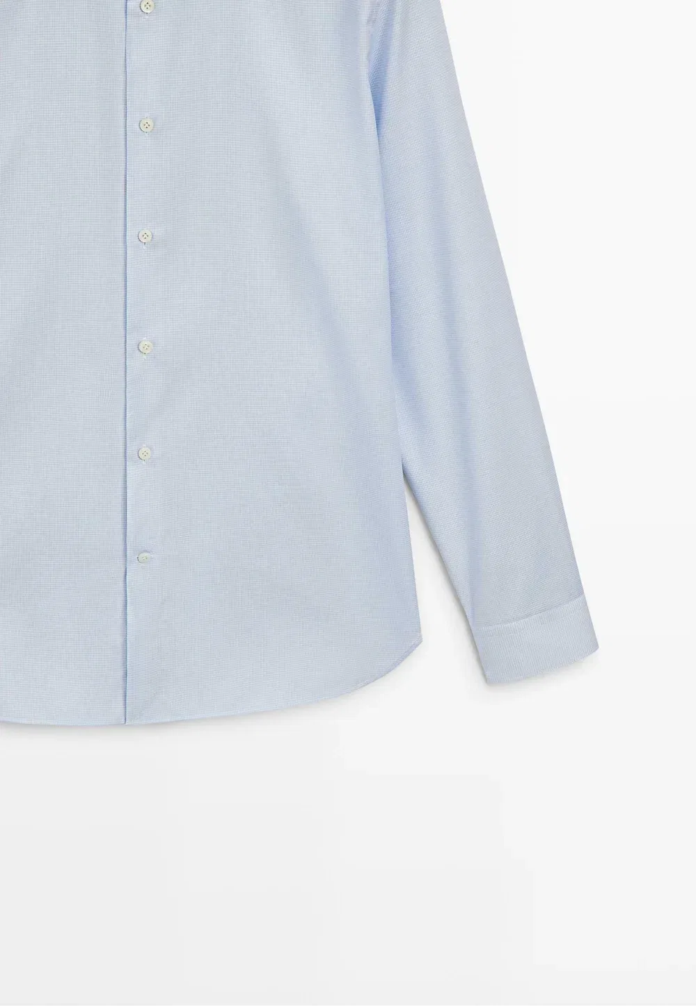 Рубашка приталенного кроя в мелкую клетку, сшитая по фигуре Massimo Dutti, Light Blue — фото 4