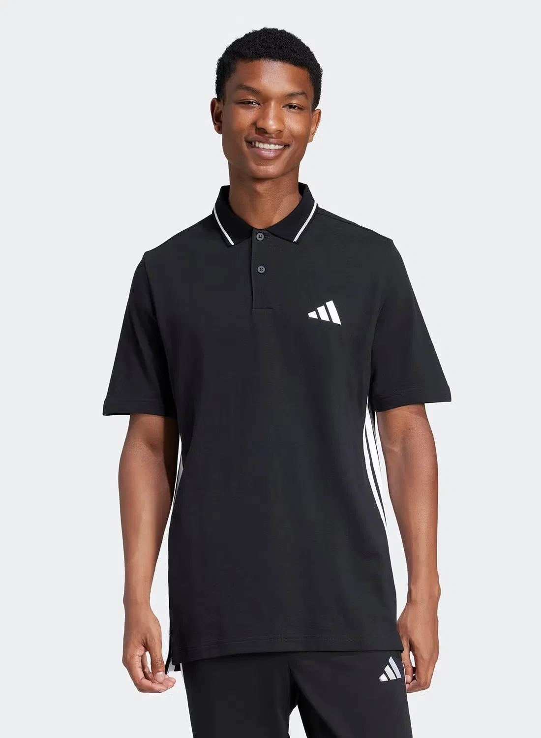 Поло с полосками Essentials 3 stripes Adidas, черный