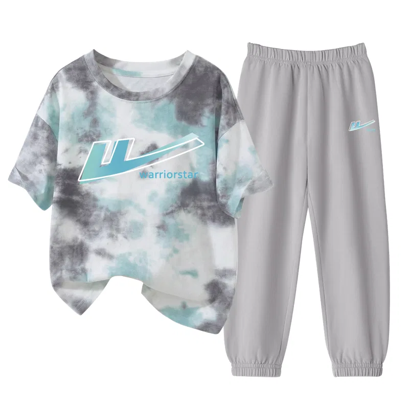 Детский комплект спортивной одежды с принтом Green Gray/H Gradient Pattern-Gray/H Gradient Blue K WARRIOR