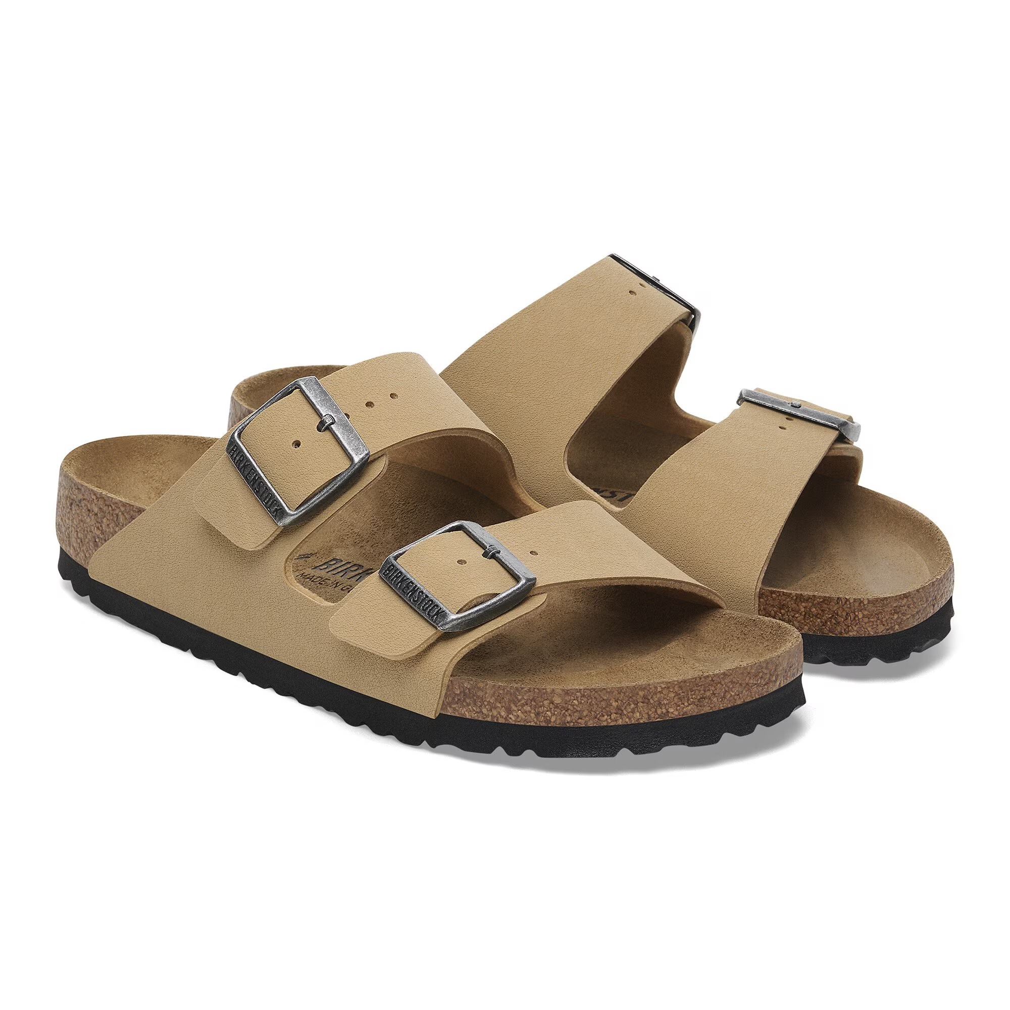 Сандалии Birkenstock Arizona Birko-Flor Nubuk, бежевый — фото 4