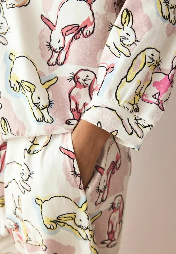 Комплект пижамы с принтом Disney Classics, Regular fit - long sleeve - pyjama set, Next, Ecru Pink Bunny, розовый — фото 3