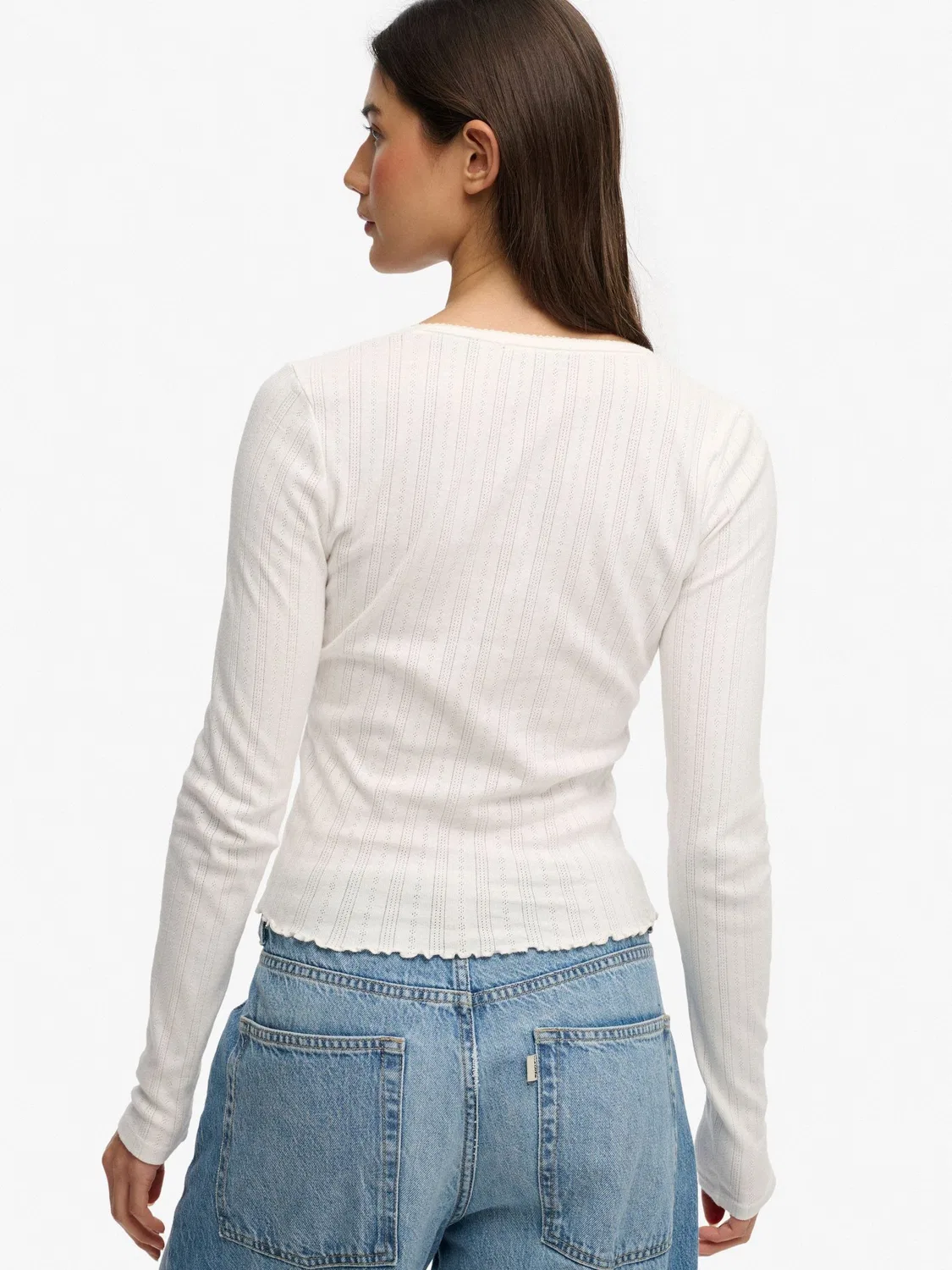 Кардиган с ажурным узором Athletic Essential Pointelle Superdry, белый — фото 2