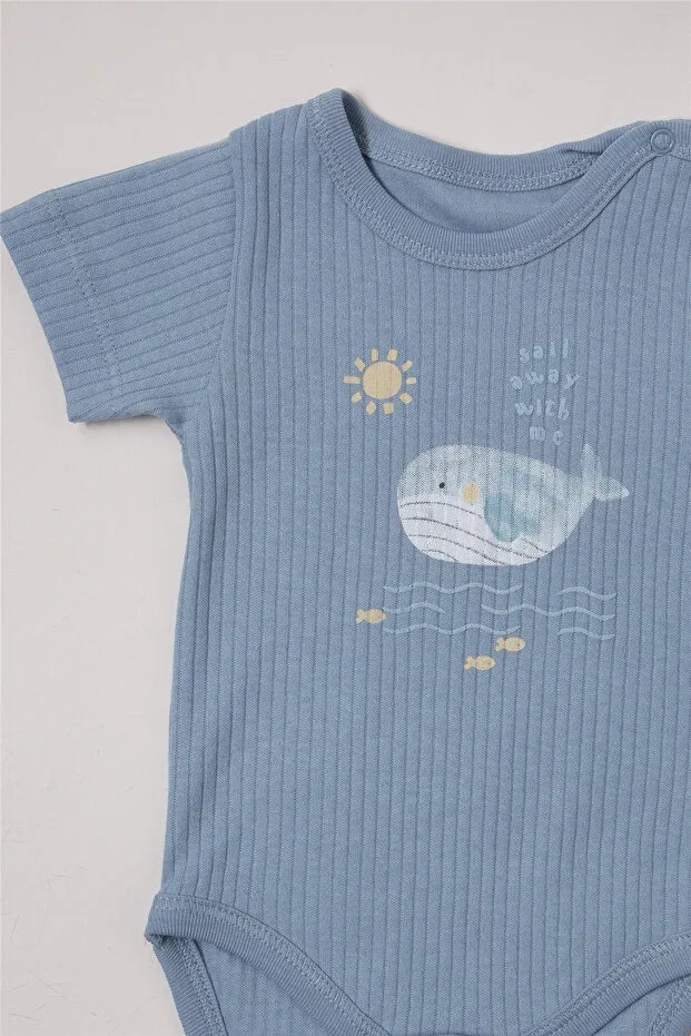 Детское боди для новорожденных с коротким рукавом Sail Away Bebetto, Indigo — фото 3