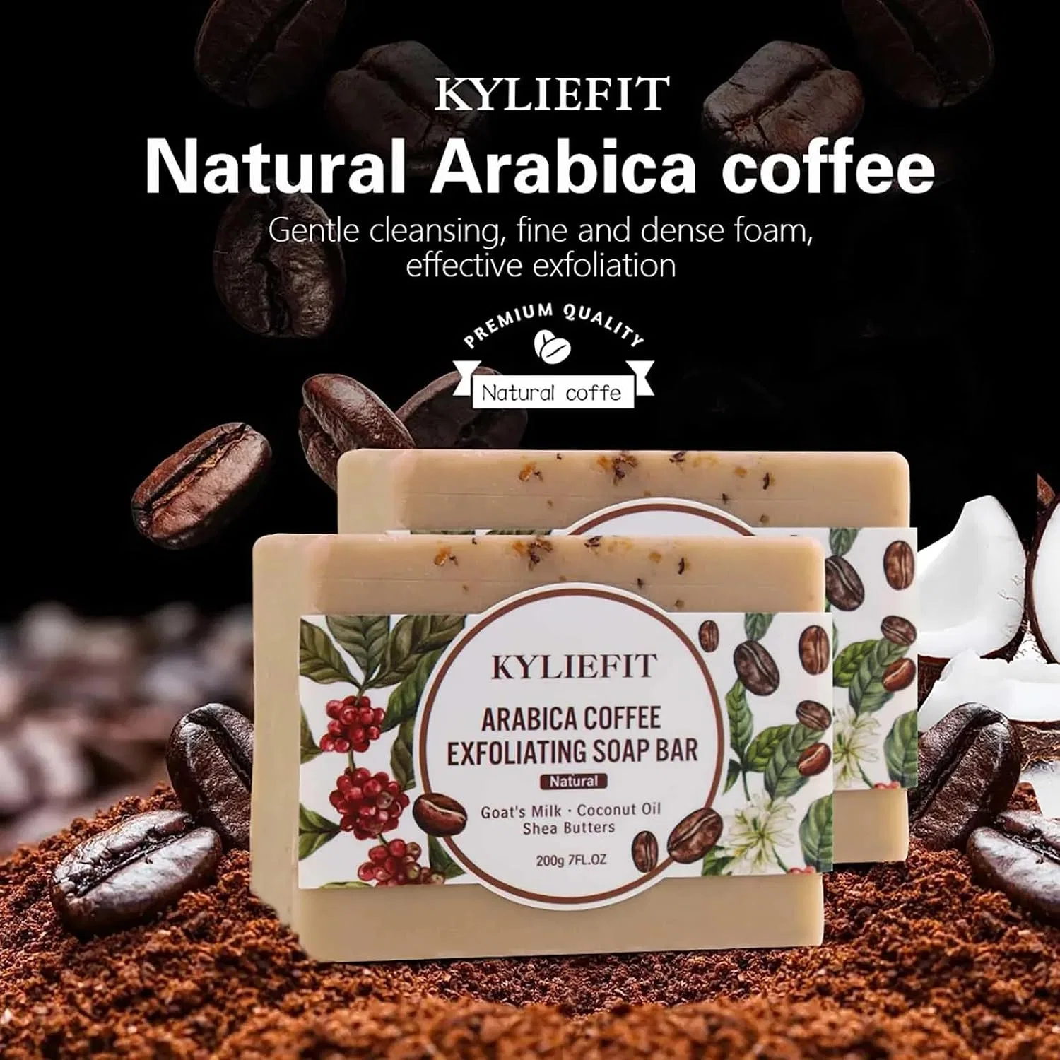 Скраб-мыло кофейное Arabica AILKE BOOST LUSTER, набор 5 шт, 200 г — фото 2