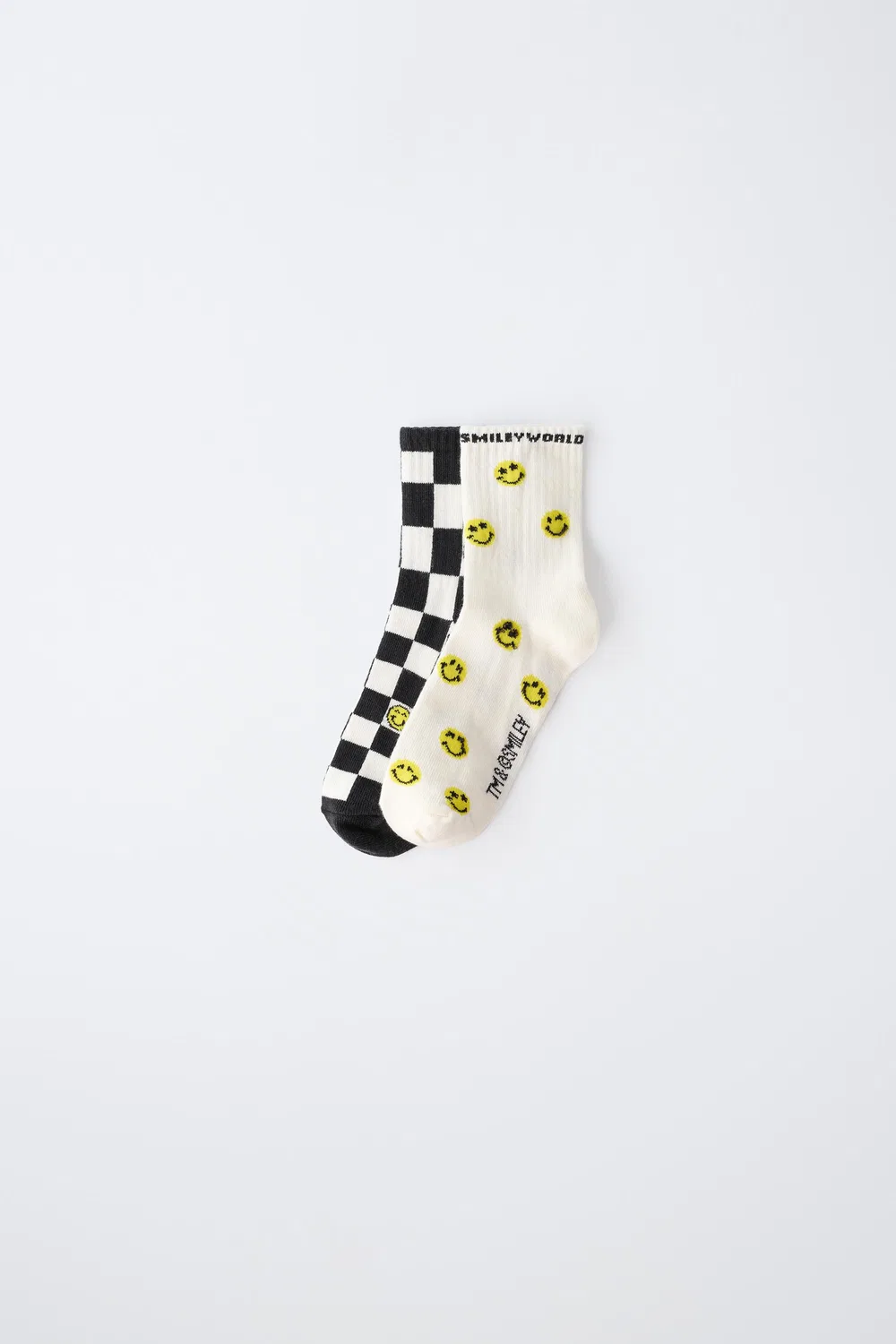 Набор из 2 носков средней длины в клетку SMILEYWORLD ZARA, Black/White