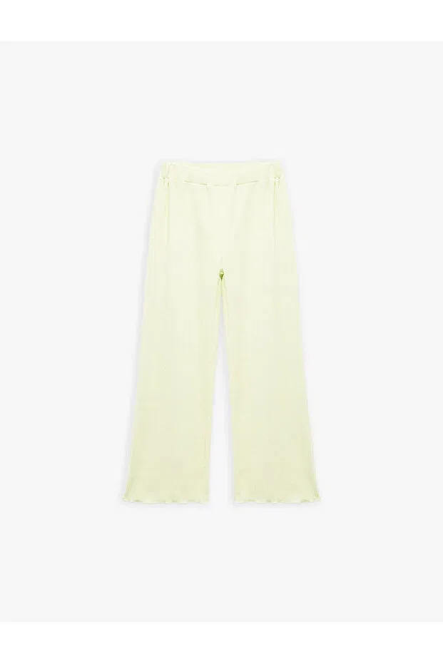 Детские брюки для девочек широкие с эластичным поясом Viscose blended wide leg trousers with elastic waist Koton, Yellow