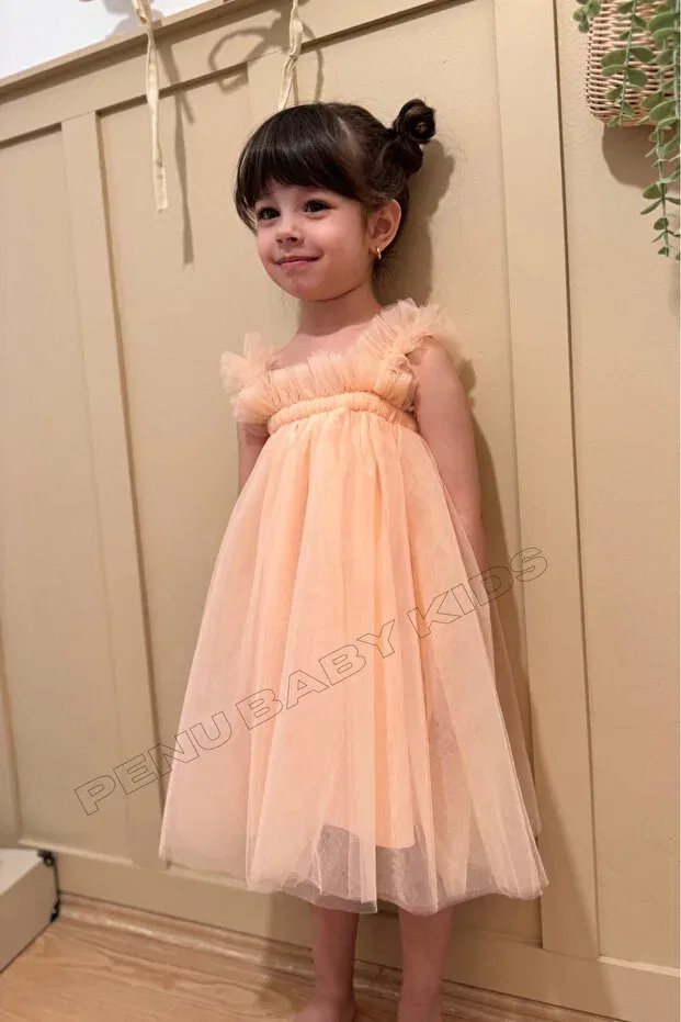 Детское платье для девочек с открытыми плечами Penu Baby Kids, Salmon