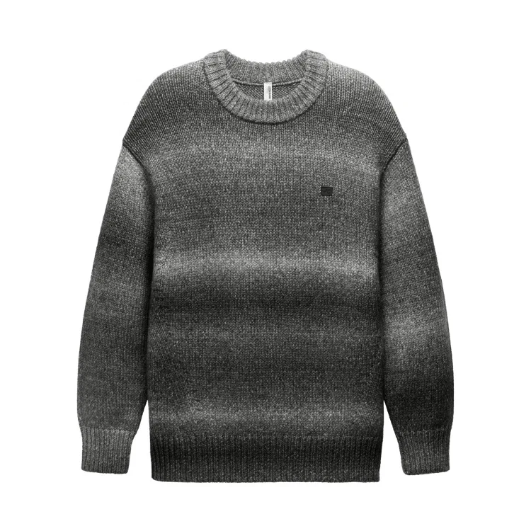 Детский свитер с круглым вырезом утепленный BANANA IN, Black Heather Gray Gradient