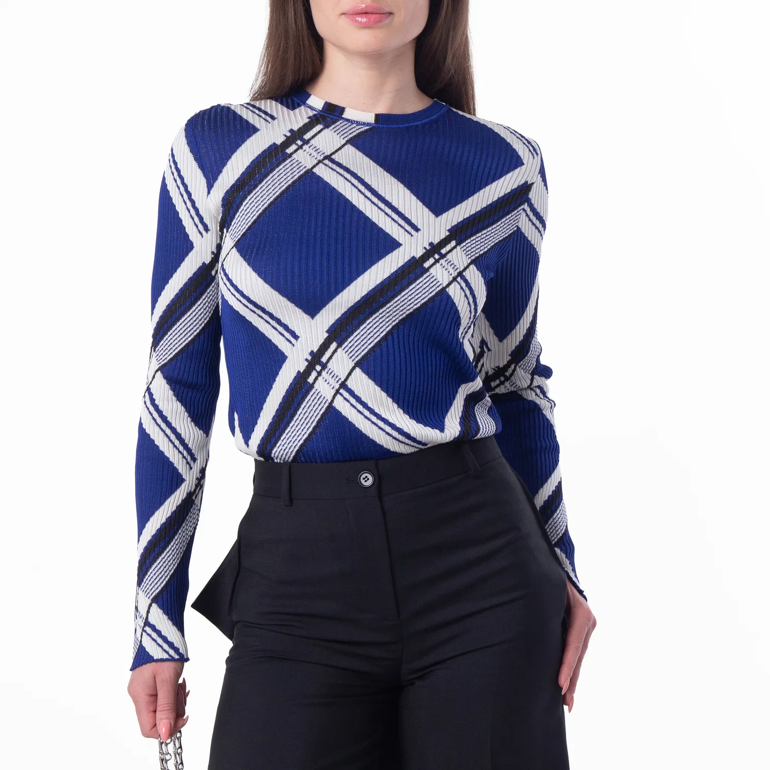Свитер из шелка с жаккардовым узором Check Jacquard Silk Sweater Burberry, Knight Ip Check