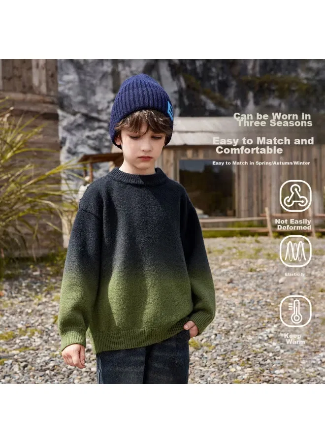 Пуловер с градиентом для мальчиков, модель 24.soft/warm, Ask Junior, темно-зеленый — фото 3