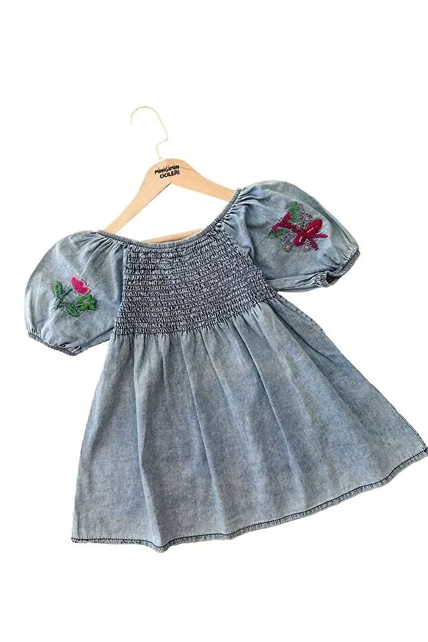 Детское платье для девочек хлопковое Minigimin Cicileri, Light Blue-32420 — фото 4
