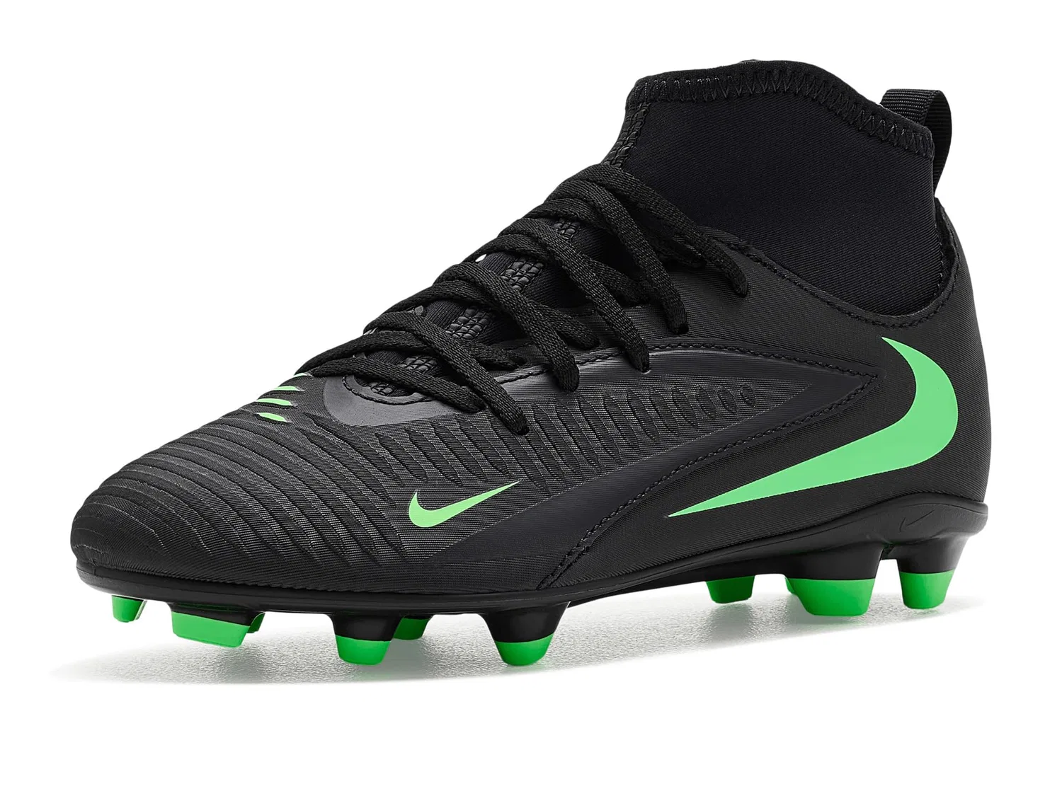 Бутсы Jr. Phantom 6 High Club Multi-Ground (для маленьких и больших детей) Nike Kids, Black/Illusion Green/Black