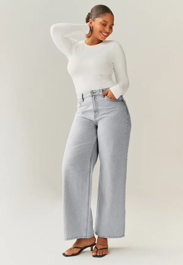 Брюки джинсовые Wide leg Next, grey, серый — фото 2