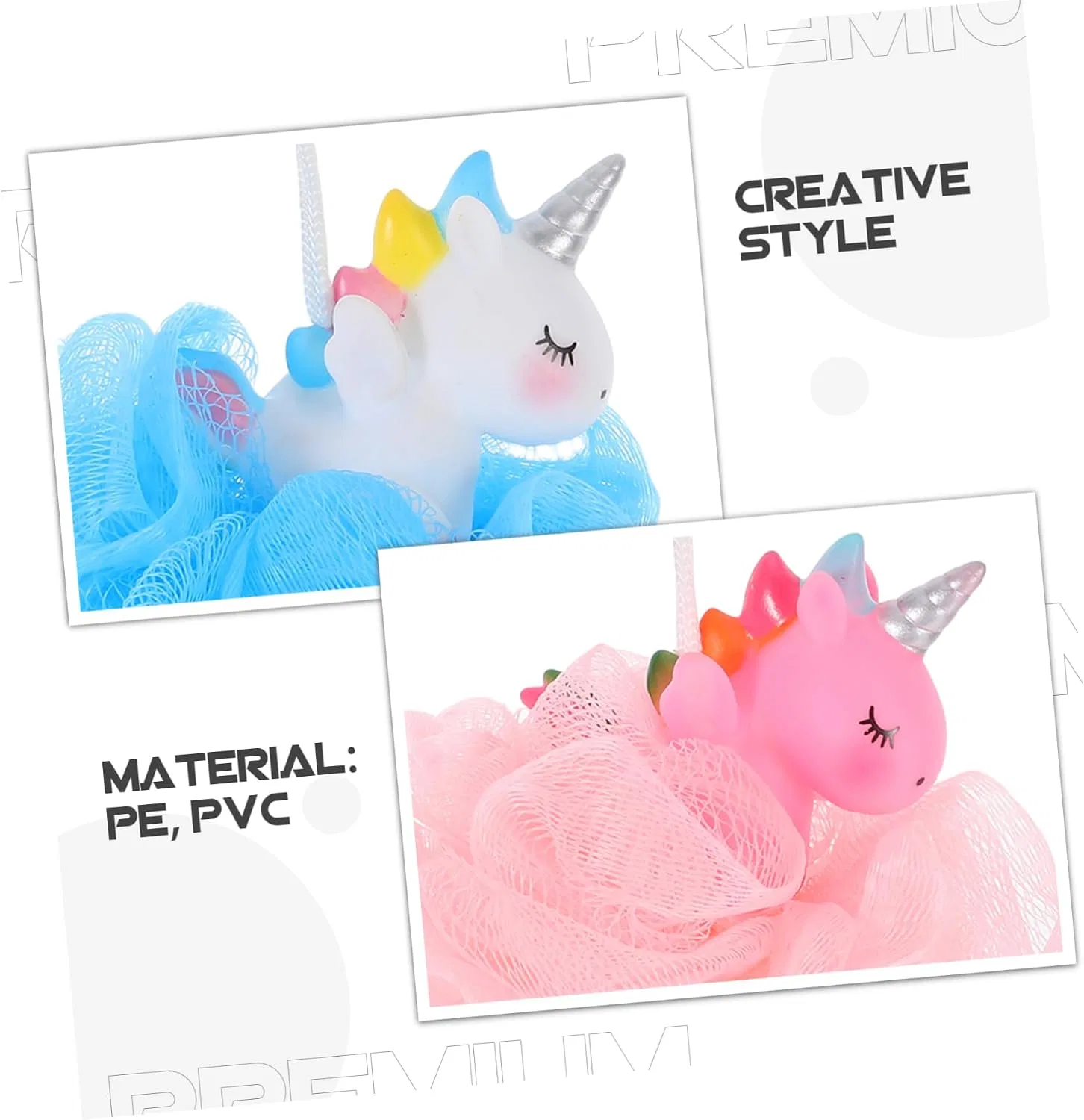 Мочалка для душа Unicorn, Beaupretty, 2 шт, 14x11x9 см, Pink — фото 3
